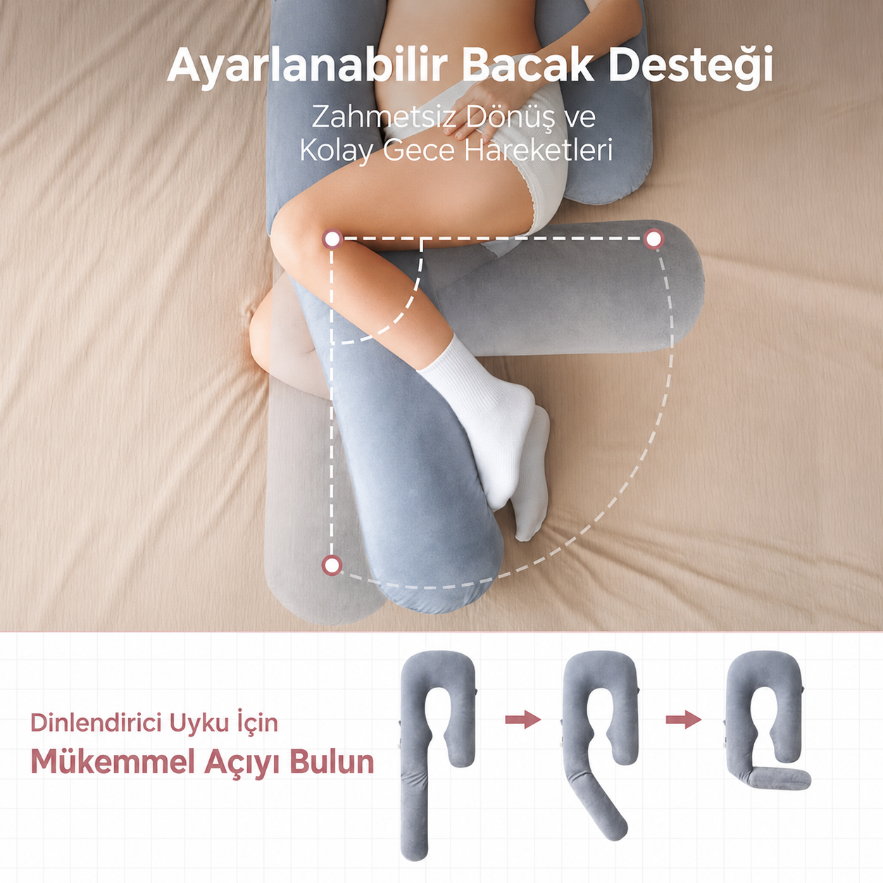 Sarılmaya Uygun - U Şeklinde Hamilelik Vücut Yastığı