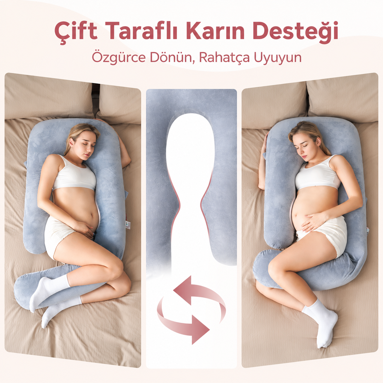 Sarılmaya Uygun - U Şeklinde Hamilelik Vücut Yastığı