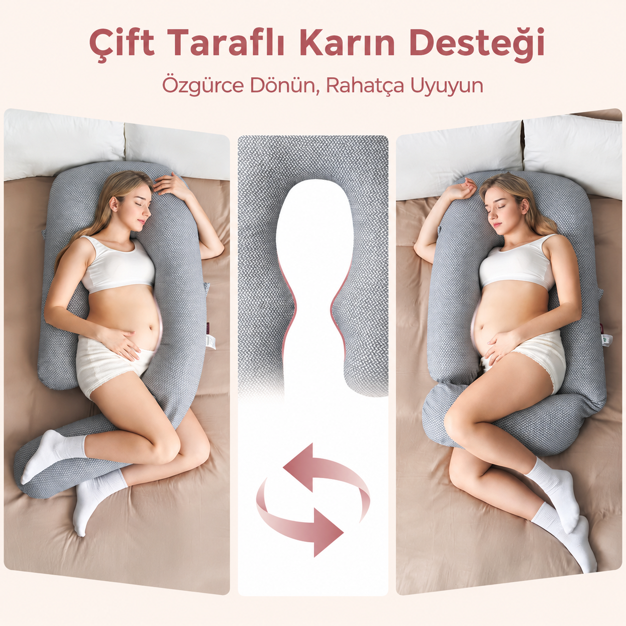 Sarılmaya Uygun - U Şeklinde Hamilelik Vücut Yastığı