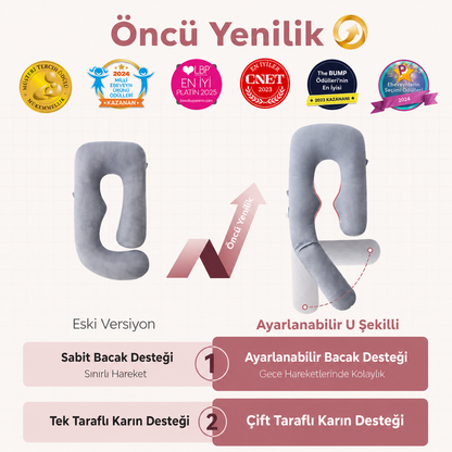 Sarılmaya Uygun - U Şeklinde Hamilelik Vücut Yastığı