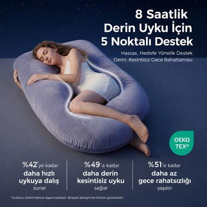 Avokoza U Şekilli Pamuklu Hamilelik Yastığı – Baş, Sırt, Bel ve Bacak Destekli