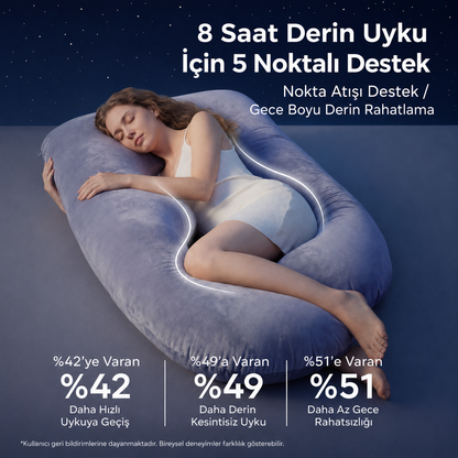Avokoza U Şekilli Pamuklu Hamilelik Yastığı – Baş, Sırt, Bel ve Bacak Destekli