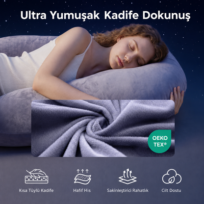 Avokoza U Şekilli Pamuklu Hamilelik Yastığı – Baş, Sırt, Bel ve Bacak Destekli