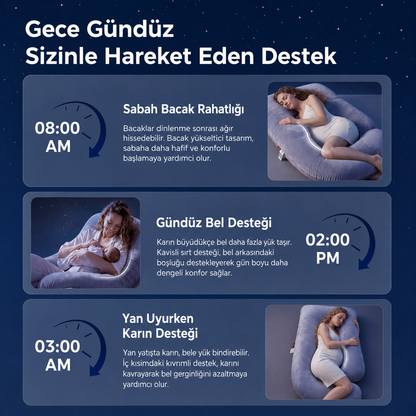 Avokoza U Şekilli Pamuklu Hamilelik Yastığı – Baş, Sırt, Bel ve Bacak Destekli