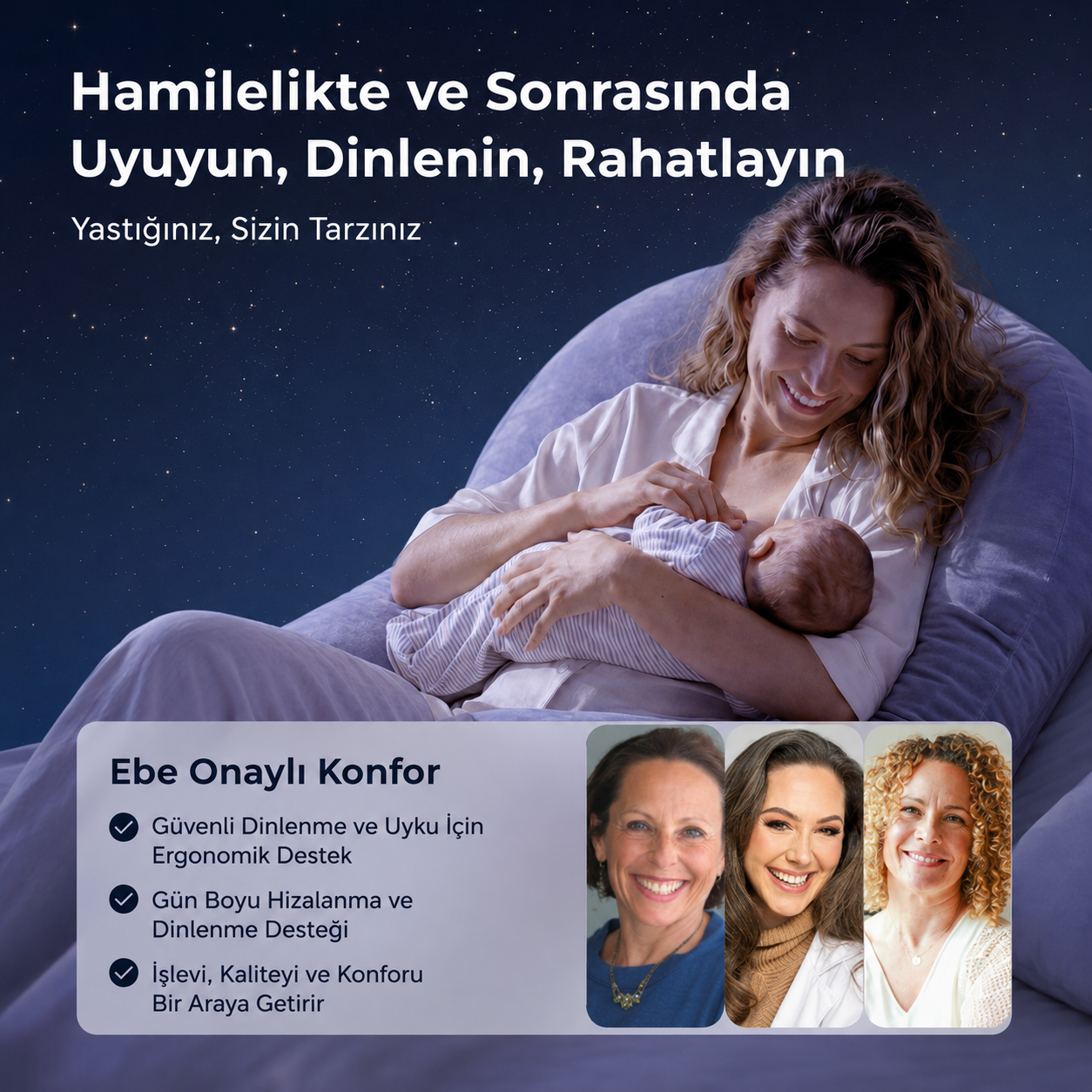 Avokoza U Şekilli Pamuklu Hamilelik Yastığı – Baş, Sırt, Bel ve Bacak Destekli